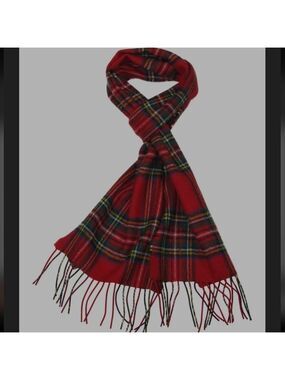 Ingles Buchan Lambswool Scarf in MacLean Modern Tartan in Scottish red new